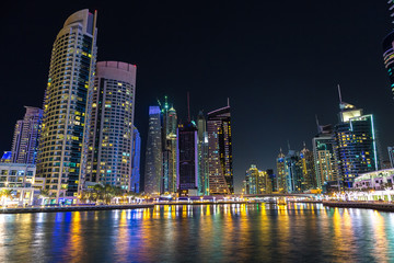 Dubai marina at night