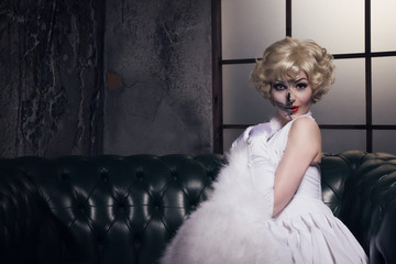 Beautiful woman with make-up skeleton