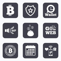 Fototapeta premium Bitcoin icons. Electronic wallet symbol.