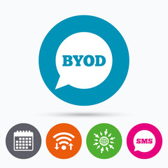BYOD sign icon. Bring your own device symbol.