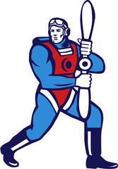 World War One Pilot Holding Propeller Retro