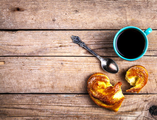 Delicious pastries for Breakfast with coffee. Morning, drinks, f