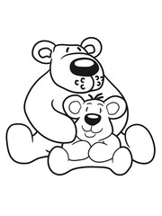 papa mama child family son daughter team polar bear sitting sweet cute comic cartoon teddy bear dick big