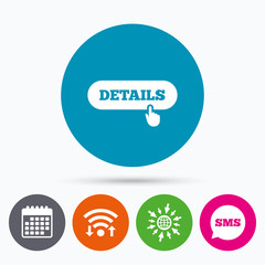 Details with hand pointer icon. More symbol.