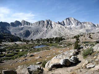 Fototapeta na wymiar Title: Upper Dusy Basin Dusy Basin is in the Sierra Nevada Mountains of California.