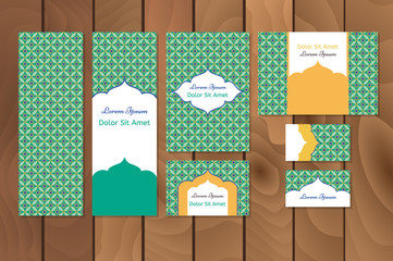 Original business set or menu set with arabic geometric pattern with stars.