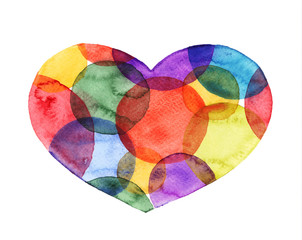 Fototapeta premium Watercolor painting of a multicolor heart, vector