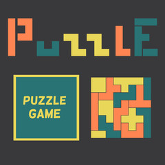 Colored puzzle game. Vector illustration.
