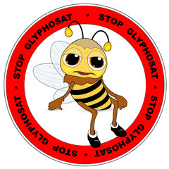 Verbotsschild für Glyphosat, mit kranke Biene,
Vektorgrafik freigestellt
