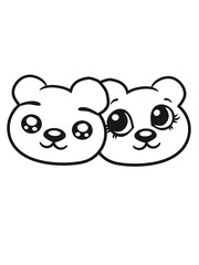 couple couple 2 faces head female girl woman sweet cute comic cartoon teddy bear