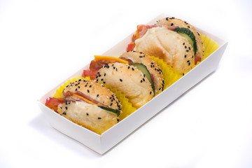 hamburgers in the box on a white background