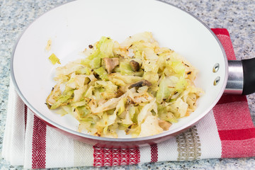Fried cabbage with mushrooms - filling for cabbage, mushroom pie