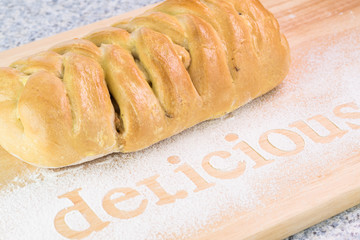  Fresh baked delicious homemade cabbage mushroom fancy pie.