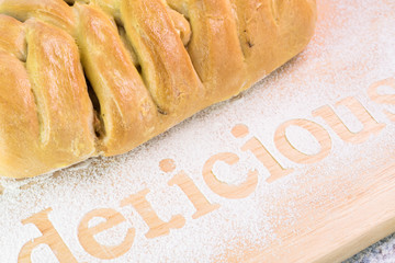  Fresh baked delicious homemade cabbage mushroom fancy pie.