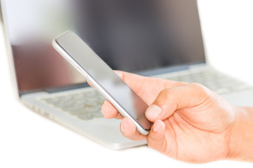 Close-up of using mobile phone