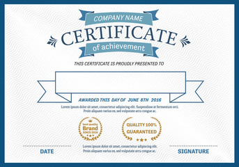 blue certificate template vector certificate illustration design EPS illustrator 10