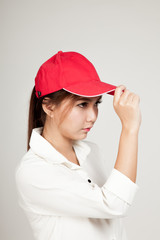 Asian girl with red hat