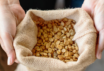 bean  green  bag  seed  burlap  paper  raw  market  closeup  gra © praisaeng