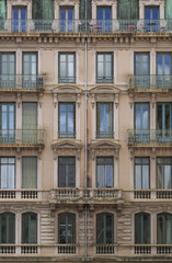 Fototapeta premium Facade of old building in Vieux-Lyon, the old city centre of Lyon, France.