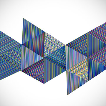 Abstract geometric pattern template with thin lines texture in triangle, vector illustration