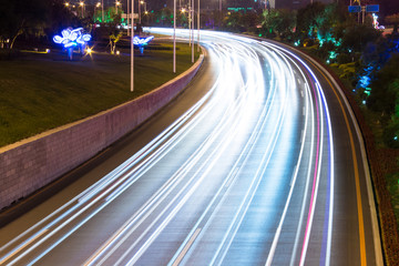 Light tracks on the street in China Shenyang