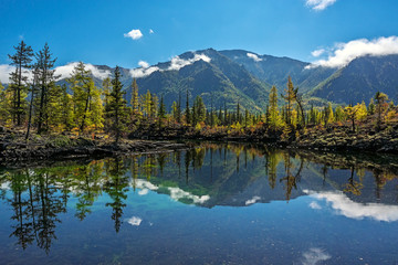 Lake Olon-Nur in lava valley