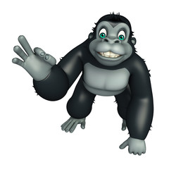 cute Gorilla cartoon character with assigning best