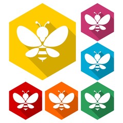 Bee sign icons set