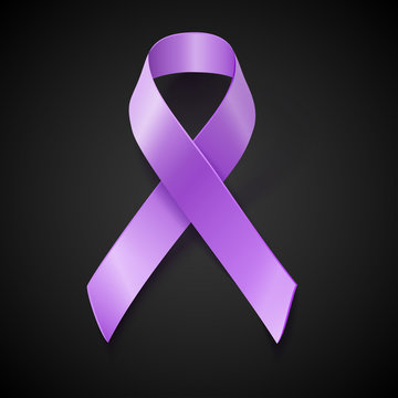 Periwinkle Ribbon On Black Background. Eating Disorder, Bulimia And Other Awareness Symbol. 