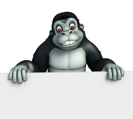 cute Gorilla cartoon character with white board