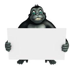 cute Gorilla cartoon character with white board