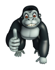 cute Gorilla cartoon character with assigning thums up