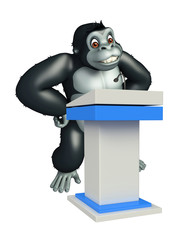 cute Gorilla cartoon character with speech table