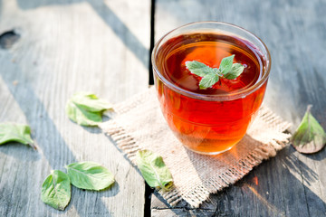 Black tea with fresh mint
