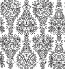Vector seamless pattern with hand drawn asian paisley ornament.  