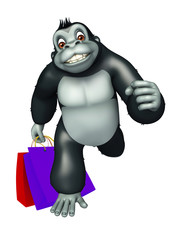 cute Gorilla cartoon character  with shopping bag
