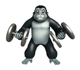 cute Gorilla cartoon character with Gim equipment