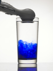 Vibration makes the blue color in water splitting. 
