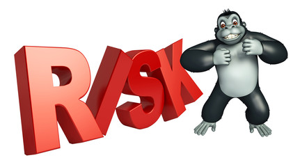cute Gorilla cartoon character  with risk sign