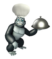 Gorilla cartoon character  with chef hat