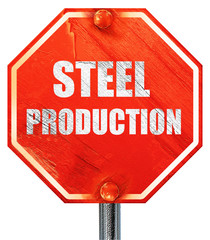 Steel background with smooth lines, 3D rendering, a red stop sig