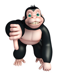 cute Gorilla cartoon character with assigning thums down