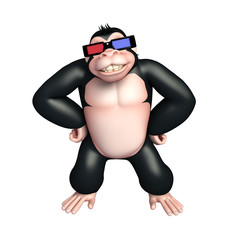 cute Gorilla cartoon character with 3D global