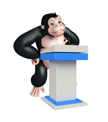 cute Gorilla cartoon character with speech table