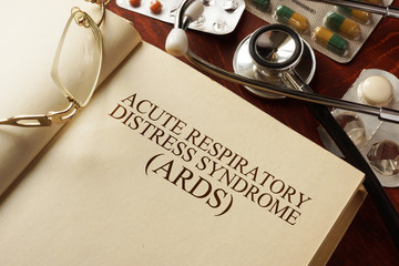 Book with diagnosis Acute respiratory distress syndrome (ARDS). Medic concept.