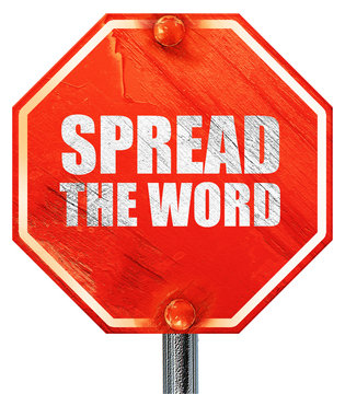 spread the word, 3D rendering, a red stop sign