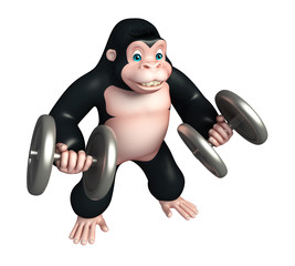 cute Gorilla cartoon character with Gim equipment
