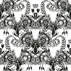 Floral seamless black pattern