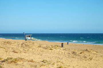 Lifeguard hut on the Malibu beach.