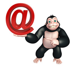 Obraz premium cute Gorilla cartoon character with at the rate sign